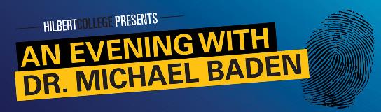 An Evening with Dr. Michael Baden image with forensic fingerprint picture