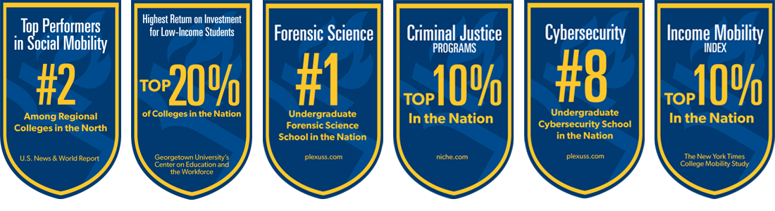 6 Awards to Hilbert College for ROI, Income Mobility, College Campus, Residence Halls, Criminal Justice Programs, and food.