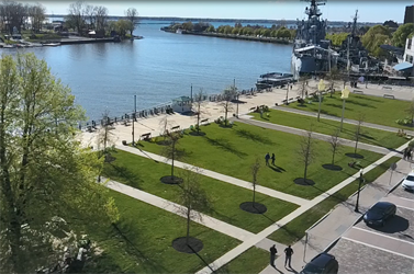 Canalside drone shot