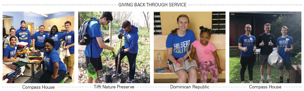 Students and staff volunteering at Compass House and Tifft Nature Preserve; and service trip to the Dominican Republic