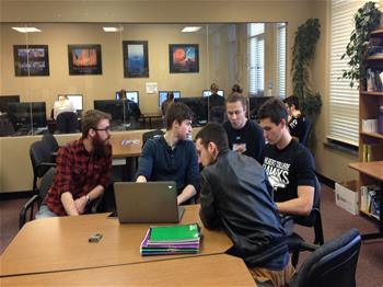 Students in the Academic Services Center