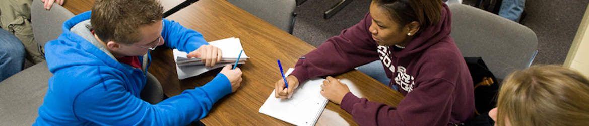 Students working together to finish an assignment.