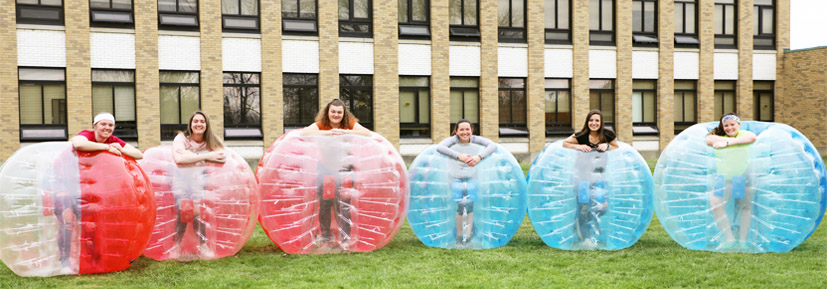 Hilbert College Students near the front entrance