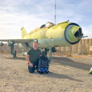 Our Hilbert professor Jon Sullivan, posing next to an old Russian aircraft.