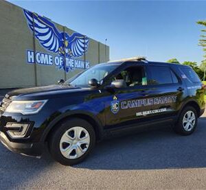 Hilbert College Campus Safety vehicle patrolling the campus.