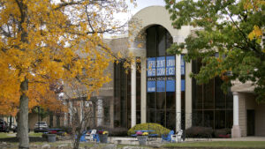 Hilbert College as seen from the pond.