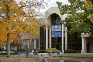 Hilbert College as seen from the pond.
