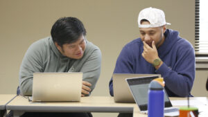Two Hilbert students talking about the class material.