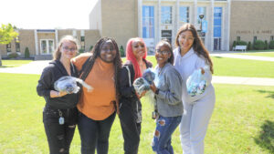 Hilbert students tie-dying shirts
