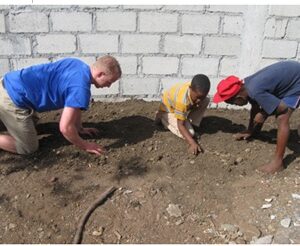 Hilbert Students using donated seeds to establish gardens in the Dominican Republic.