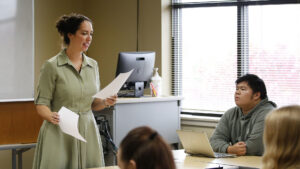 A Hilbert professor teaching class.