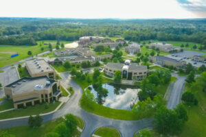 An aerial photo of the Hilbert Campus