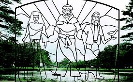 A wire sculpture of St. Francis on the Hilbert campus