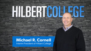 A graphic with Interim President Michael Cornell.