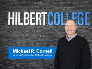 A graphic with Interim President Michael Cornell.